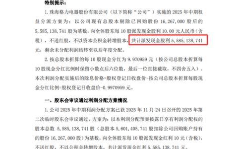 格力52亿分红派现，近半利润回馈股东