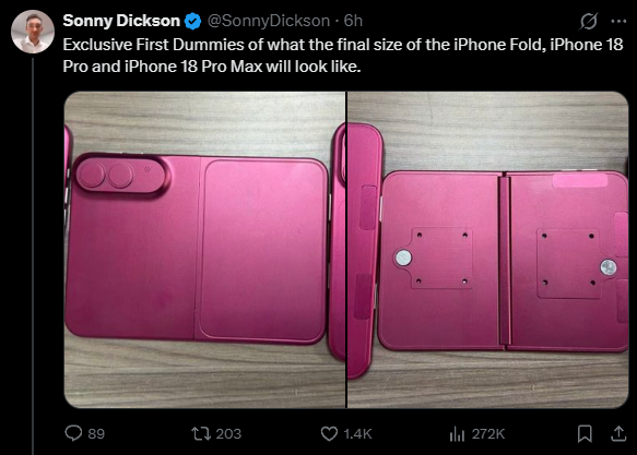 iPhone 18 Pro系列机模照片