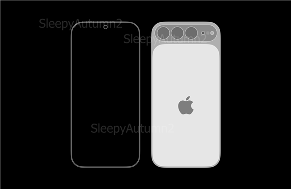 iPhone 20早期渲染图：单挖孔+横置三摄