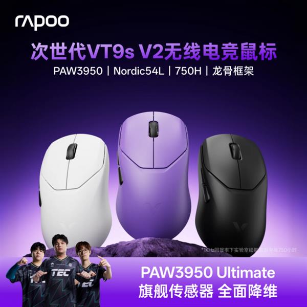 雷柏VT9s V2标准版：199元轻量化鼠标，中小手玩家的毕业之选